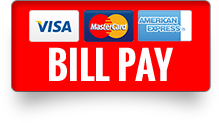 Bill Pay Button with acceptable card logos visa master card american express. 